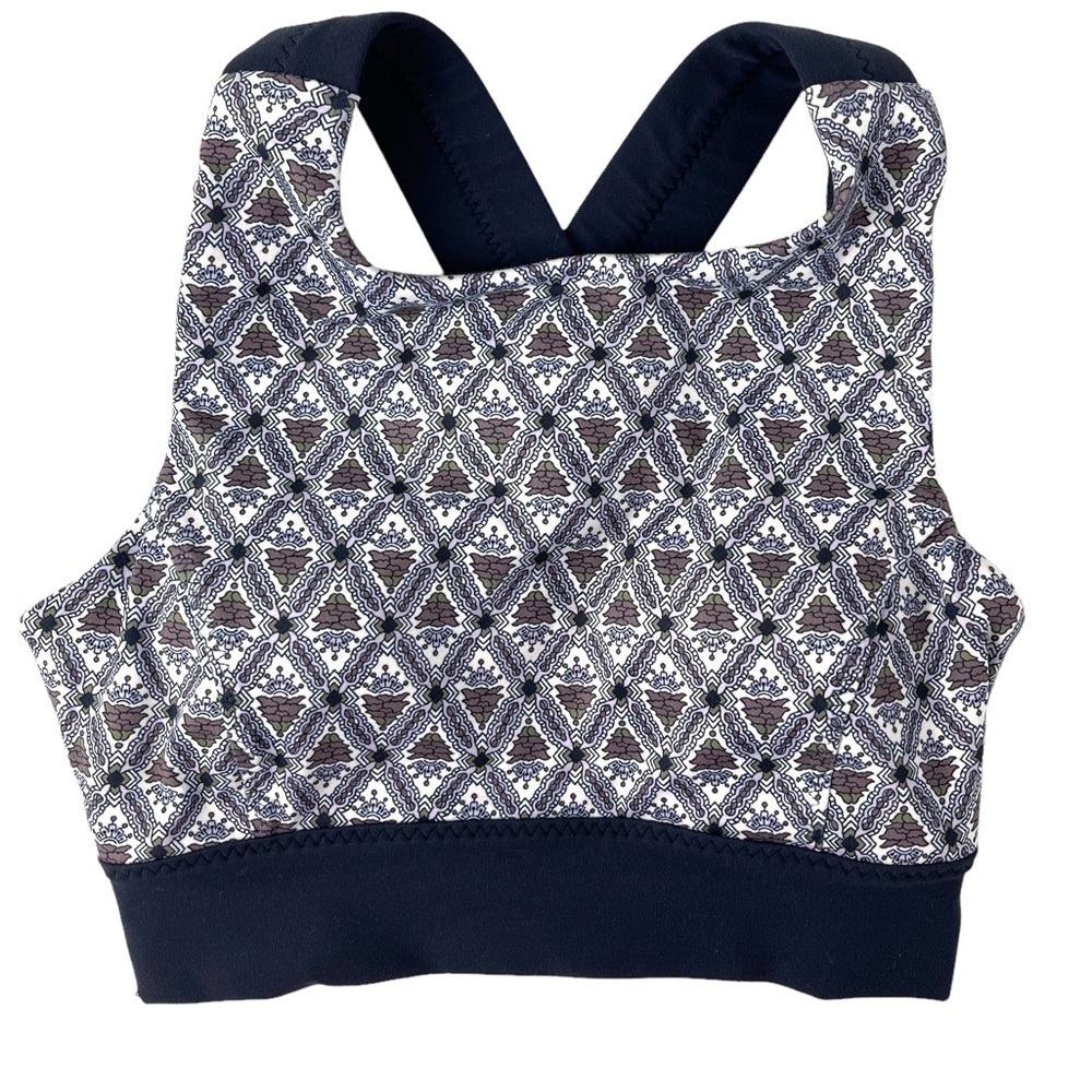 Athleta Navy Deep Breath Pattern Bralette Size XXS Gym Running Activewear